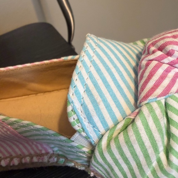 Talbots Pastel Striped Espadrilles with Bow Sz 7.5 - Picture 13 of 14